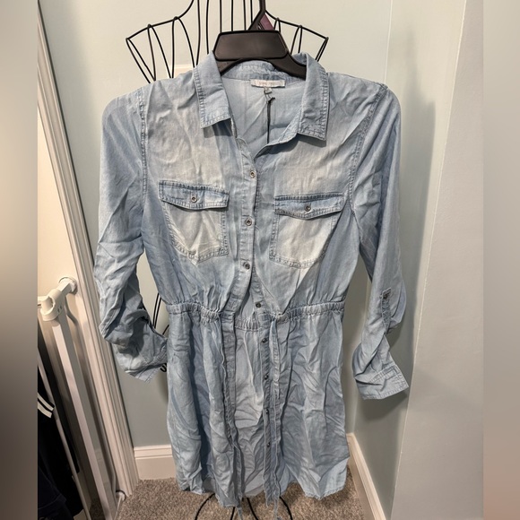 New Love Tree Tencel Light Chambray Denim Style Tunic Short Dress Medium M - Picture 1 of 13